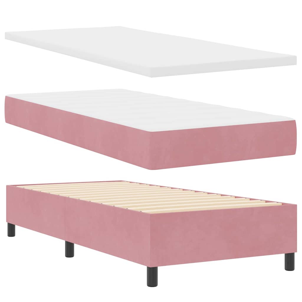 Cama Box com cabeceira Rosa 100 x 200 cm Veludo