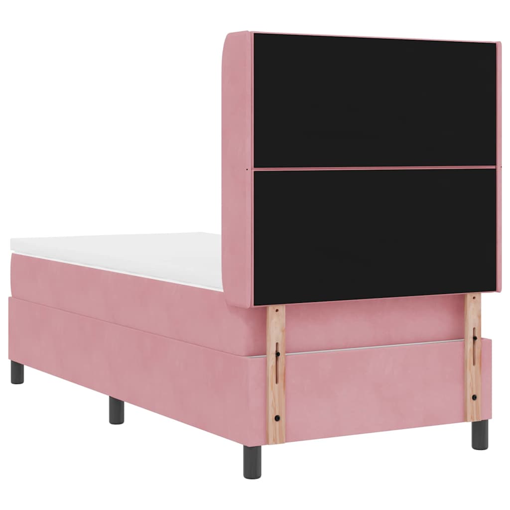 Cama Box com cabeceira Rosa 100 x 200 cm Veludo