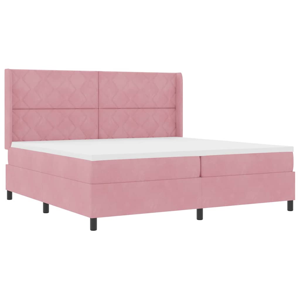 Cama Box com cabeceira Rosa 200 x 200 cm Veludo