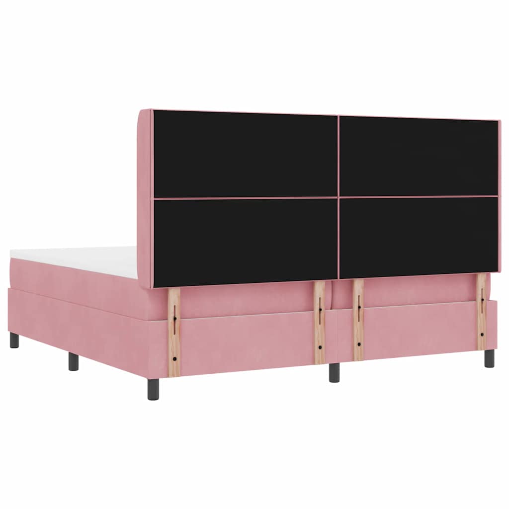 Cama Box com cabeceira Rosa 200 x 200 cm Veludo