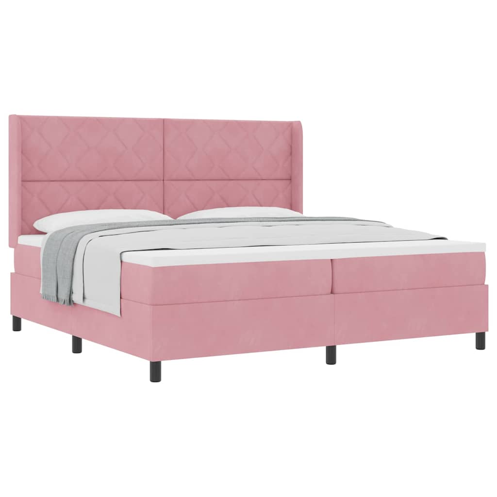 Cama Box com cabeceira Rosa 200 x 200 cm Veludo