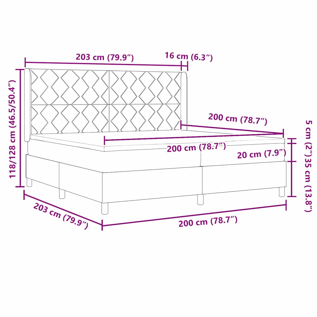 Cama Box com cabeceira Rosa 200 x 200 cm Veludo