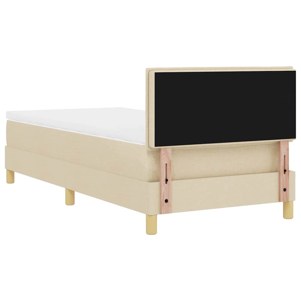 Cama Box com colchão com cabeceira Creme 100 x 200 cm tecido