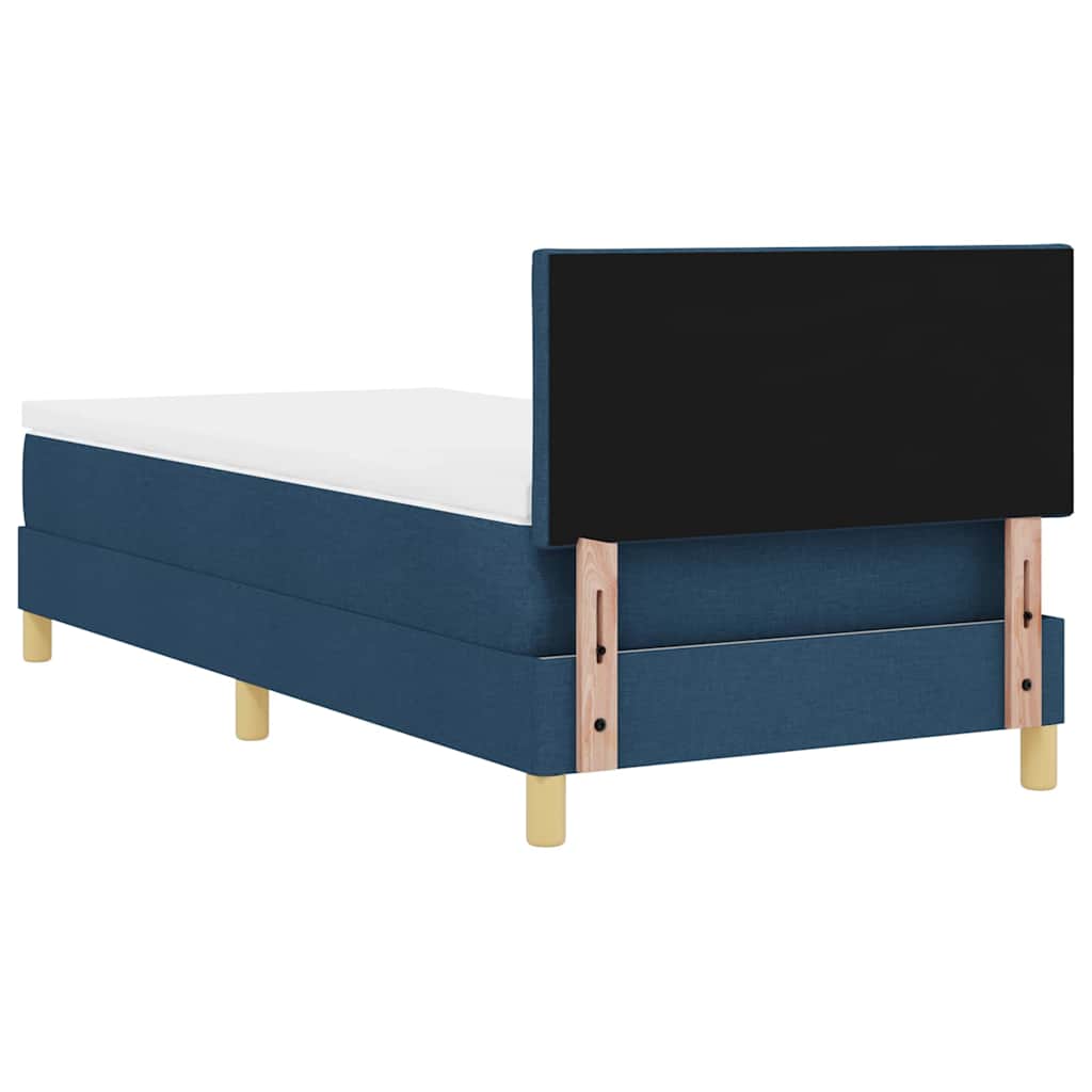 Cama Box com colchão com cabeceira Azul 90 x 200 cm tecido