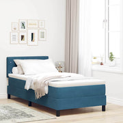 Cama Box com cabeceira Azul escuro 90 x 190 cm Veludo