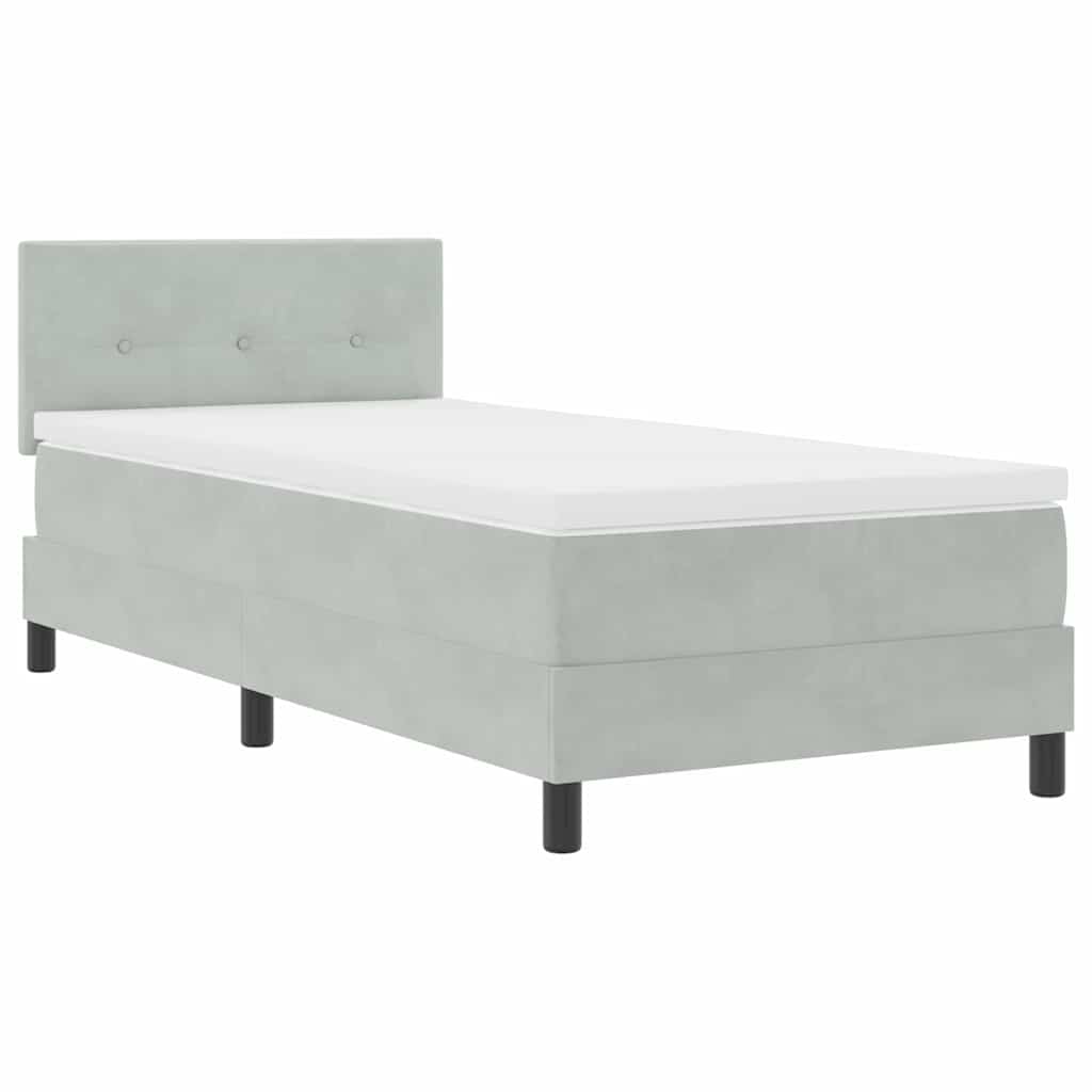 Cama Box com cabeceira Cinzento-claro 80 x 200 cm Veludo