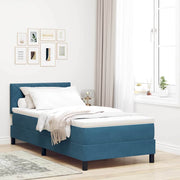 Cama Box com cabeceira Azul escuro 90 x 190 cm Veludo