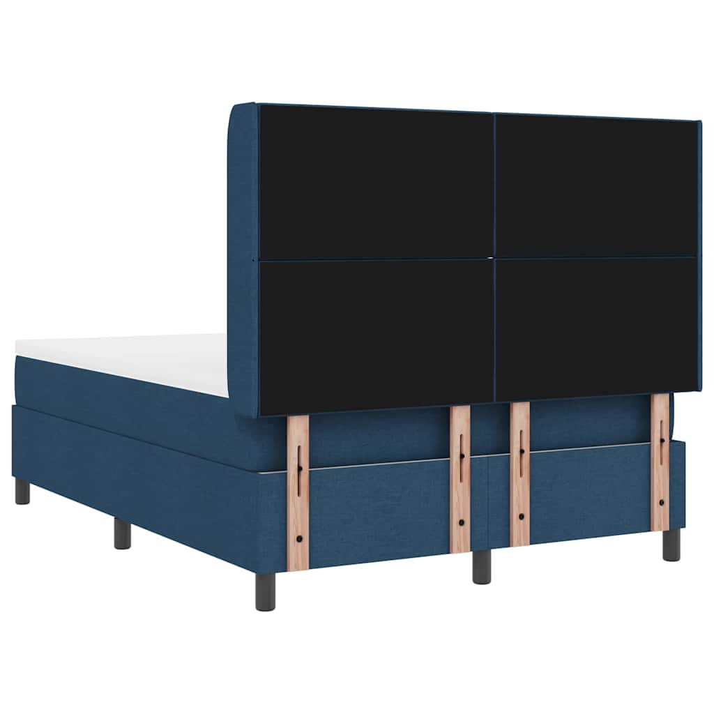 Cama Box com colchão com cabeceira Azul 160 x 200 cm tecido