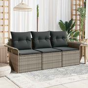 Conjunto de Sofá de Jardim 3 pcs Cinzeto Rattan Sintético