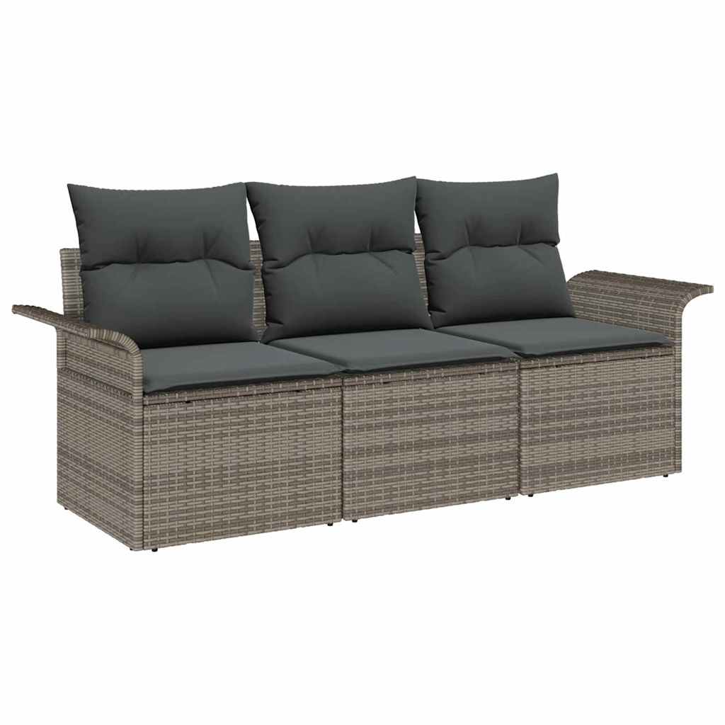 Conjunto de Sofá de Jardim 3 pcs Cinzeto Rattan Sintético