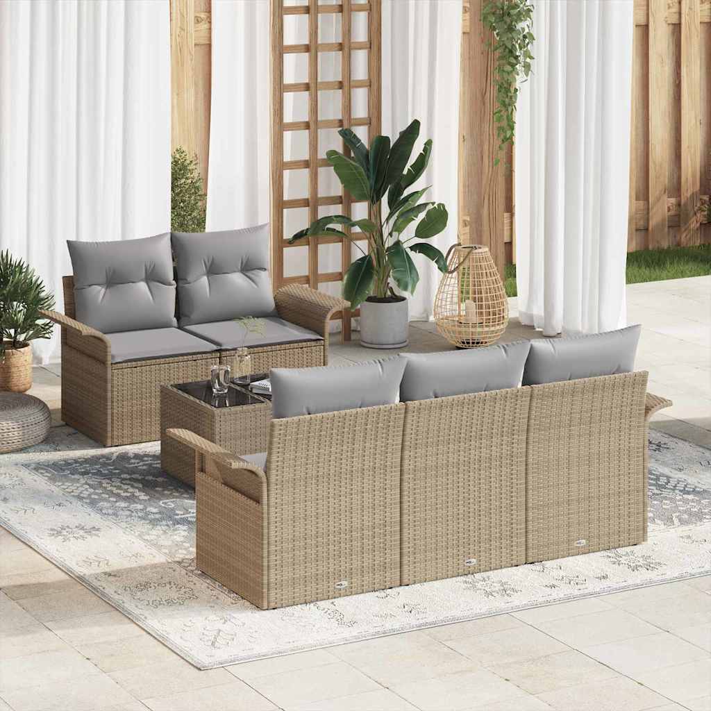 Conjunto de Sofá de Jardim com almofada 6 pcs Bege e Cinza