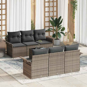 Conjunto de Sofá de Jardim 7 pcs Cinzeto Rattan e Aço e Vidro