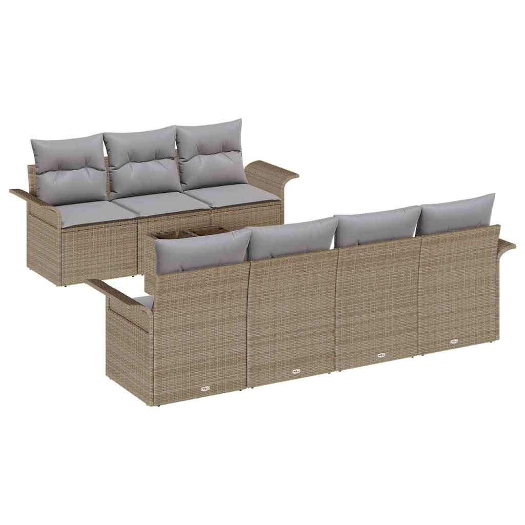 Conjunto de Sofá de Jardim com almofada 8 pcs Bege e Cinza