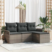 Conjunto de Sofá de Jardim 4 pcs Cinzeto Rattan Sintético