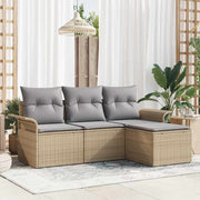 Conjunto de Sofá de Jardim 4 pcs Bege Rattan Sintético
