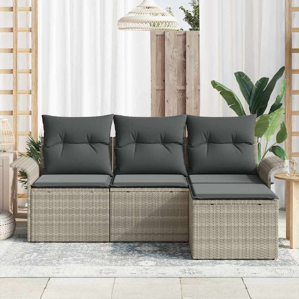 Conjunto de Sofá de Jardim com almofada 4 pcs Cinzento-claro