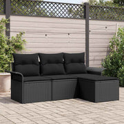 Conjunto de Sofá de Jardim 4 pcs Preto Rattan Sintético