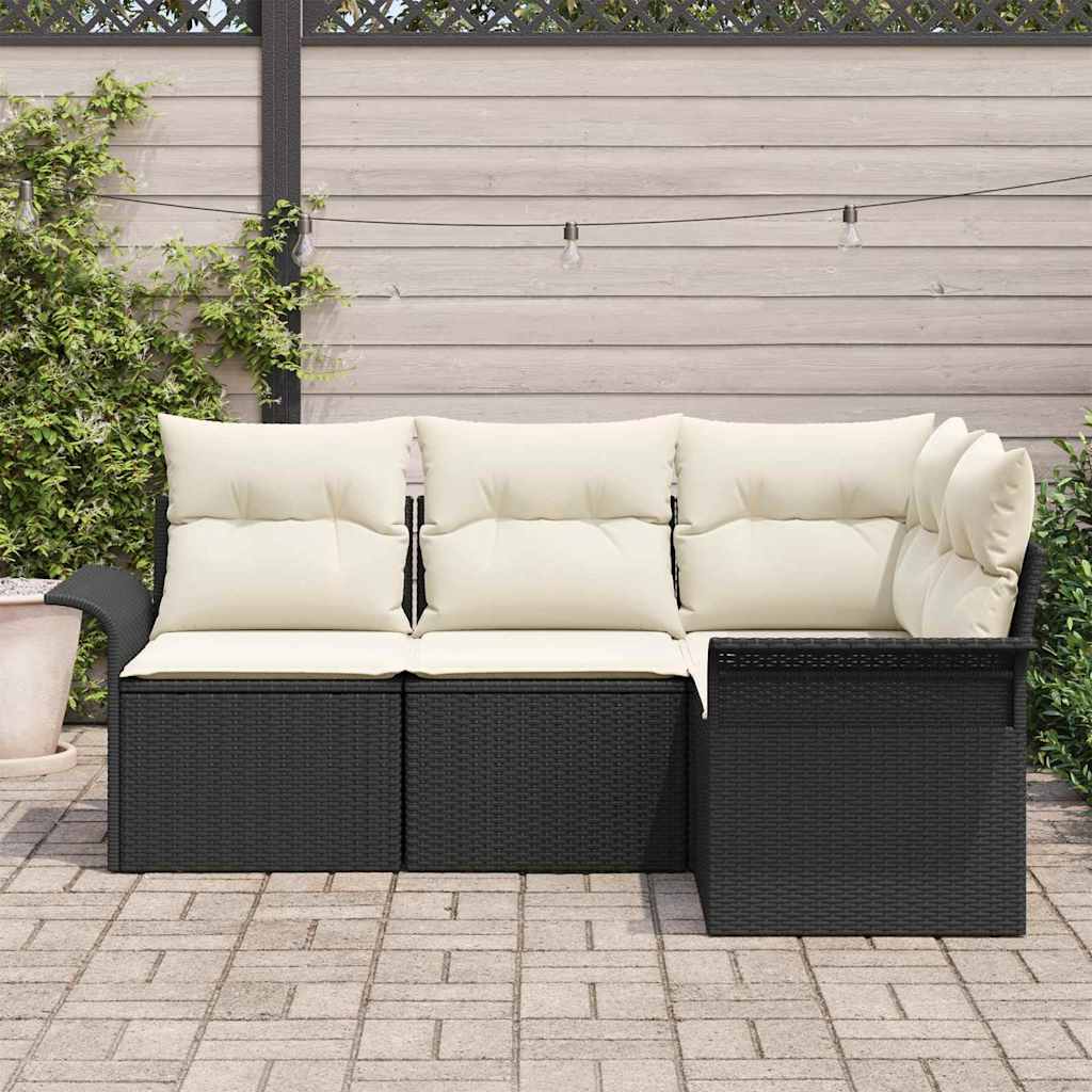 Conjunto de Sofá de Jardim 4 pcs Preto vime PE