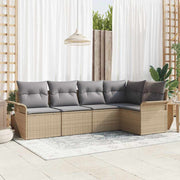 Conjunto de Sofá de Jardim 5 pcs Bege Rattan Sintético