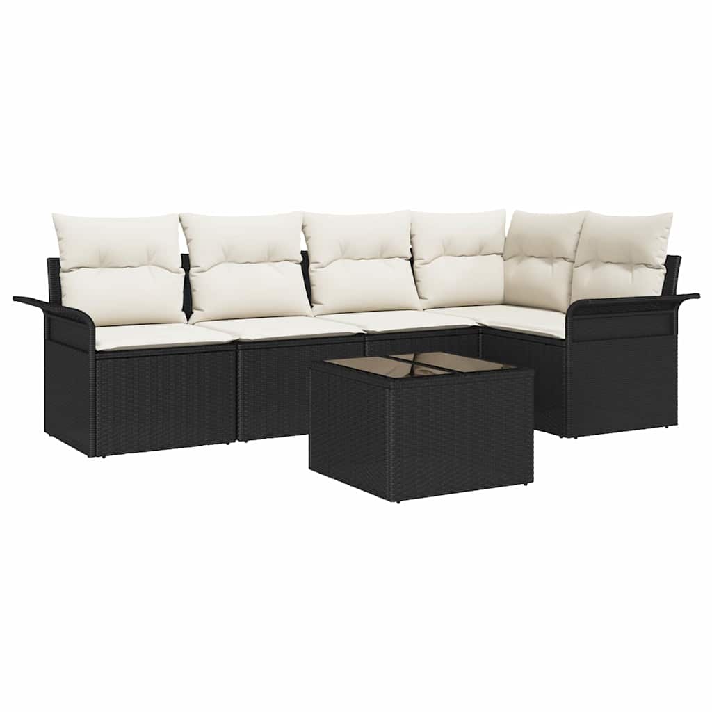 Conjunto de Sofá de Jardim 6 pcs Preto Rattan Sintético