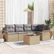 Conjunto de Sofá de Jardim 6 pcs Bege Rattan Sintético