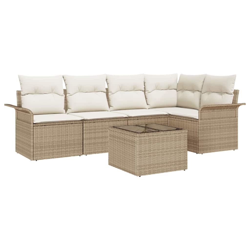 Conjunto de Sofá de Jardim 6 pcs Bege Rattan Sintético