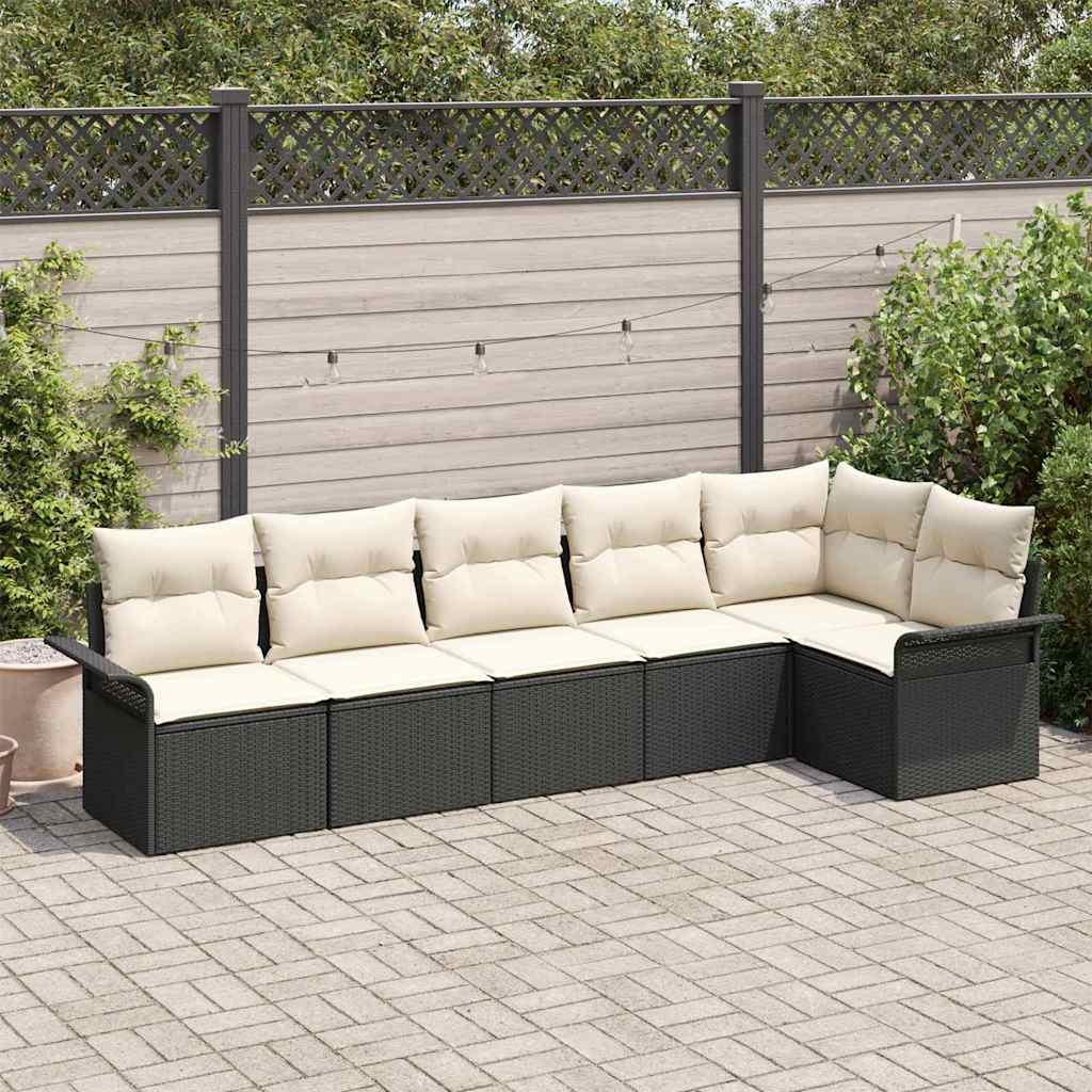 Conjunto de Sofá de Jardim 6 pcs Preto Rattan Sintético