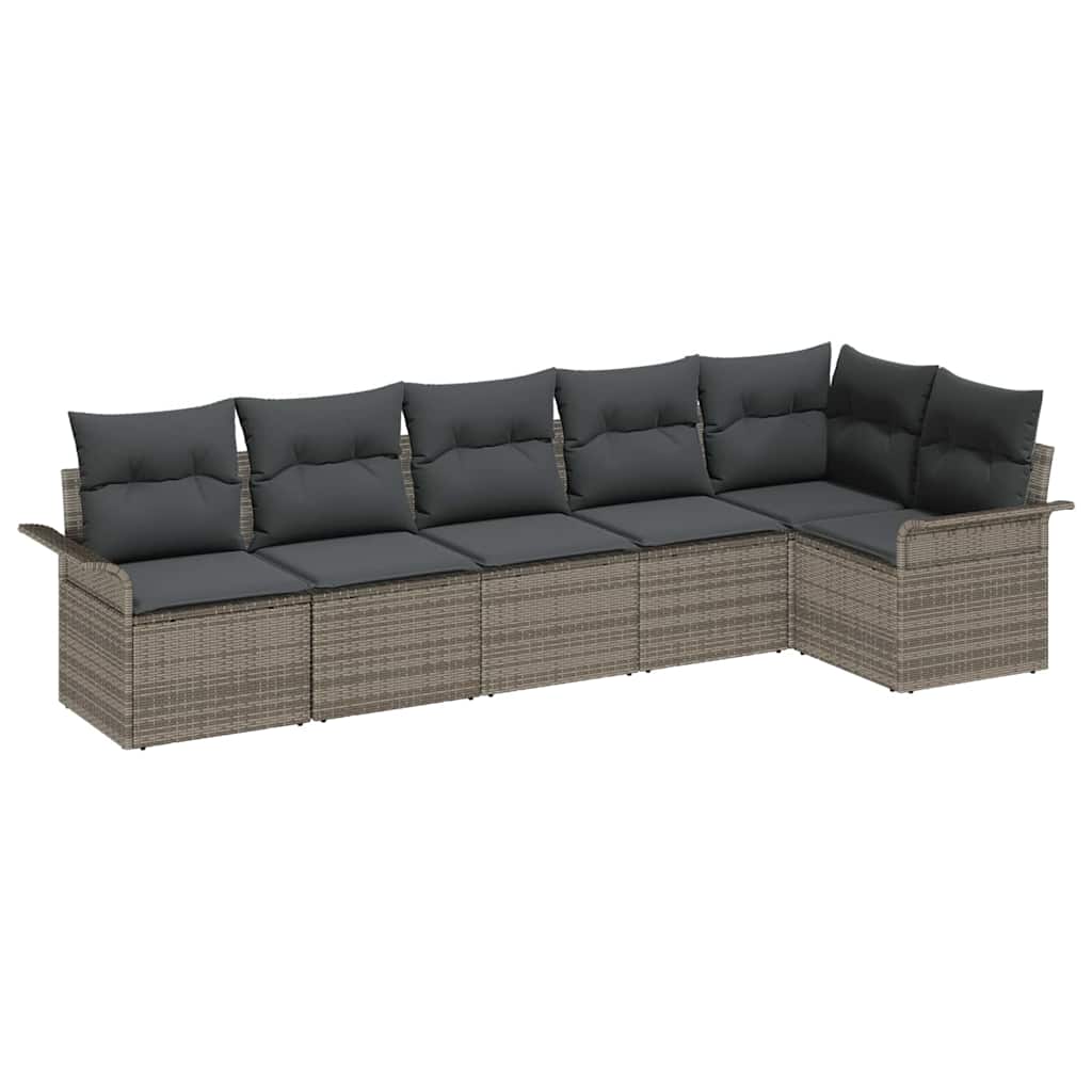 Conjunto de Sofá de Jardim 6 pcs Cinzeto Rattan Sintético