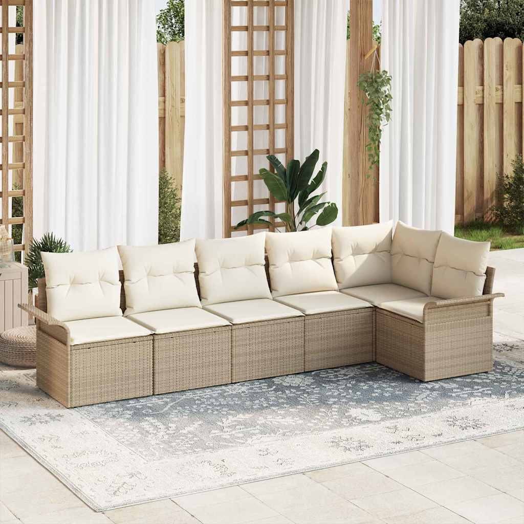 Conjunto de Sofá de Jardim 6 pcs Bege Rattan Sintético