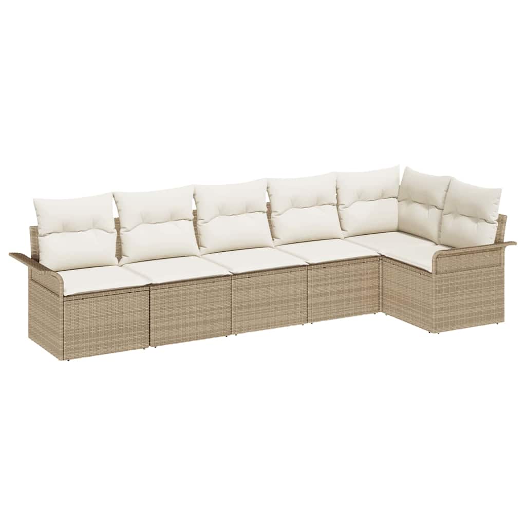 Conjunto de Sofá de Jardim 6 pcs Bege Rattan Sintético