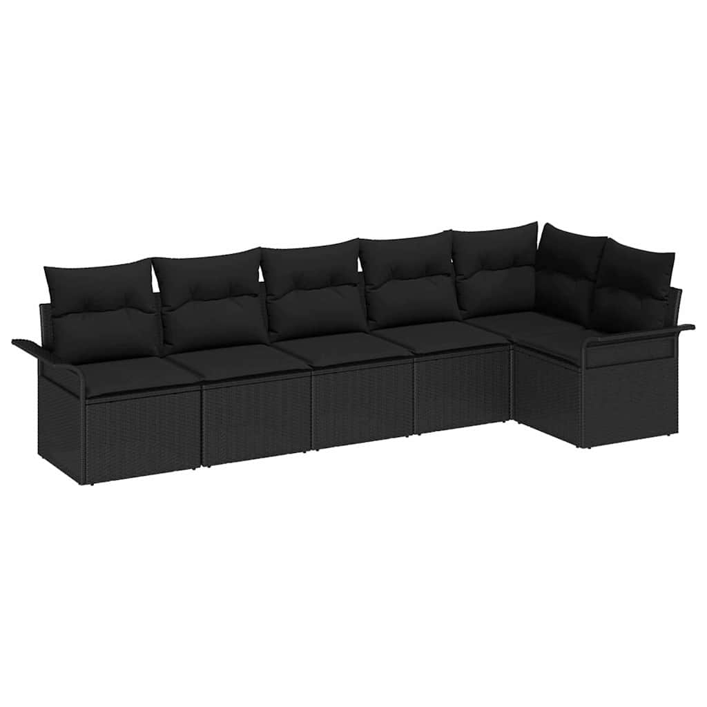 Conjunto de Sofá de Jardim 6 pcs Preto Rattan Sintético
