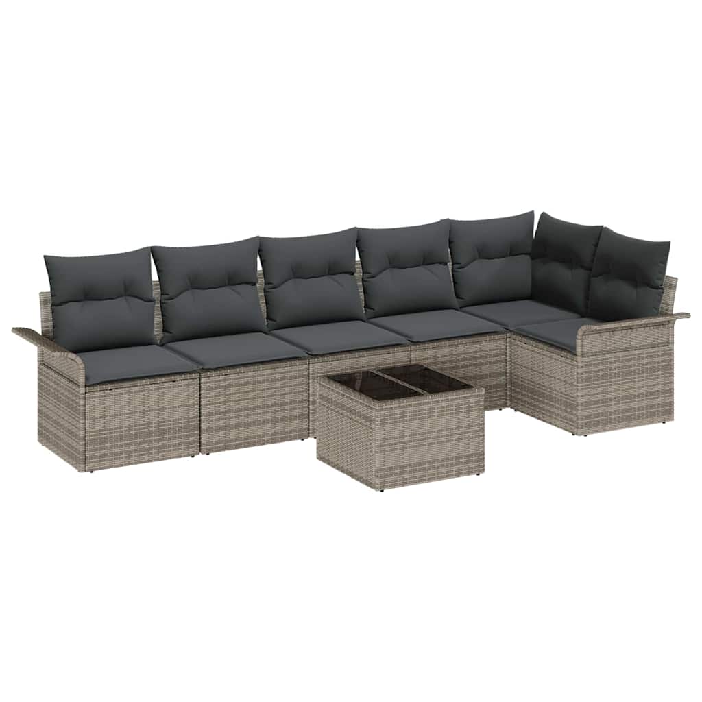Conjunto de Sofá de Jardim 7 pcs Cinzeto Rattan Sintético