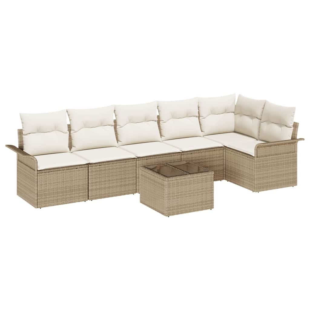 Conjunto de Sofá de Jardim 7 pcs Bege Rattan Sintético