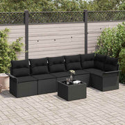 Conjunto de Sofá de Jardim 7 pcs Preto Rattan Sintético