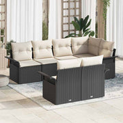 Conjunto de Sofá de Jardim 7 pcs Preto Rattan Sintético