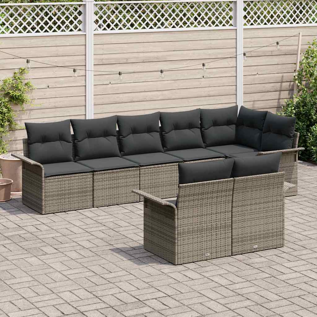 Conjunto de Sofá de Jardim 8 pcs Cinzeto vime PE