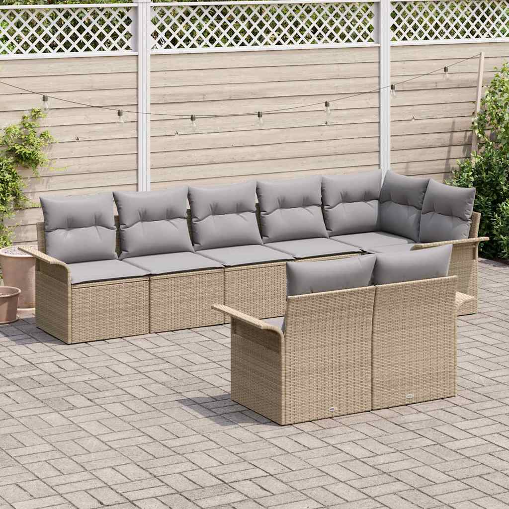 Conjunto de Sofá de Jardim com armazenamento 8 pcs Bege vime PE