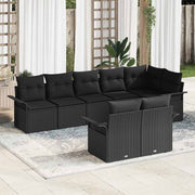 Conjunto de Sofá de Jardim 8 pcs Preto vime PE