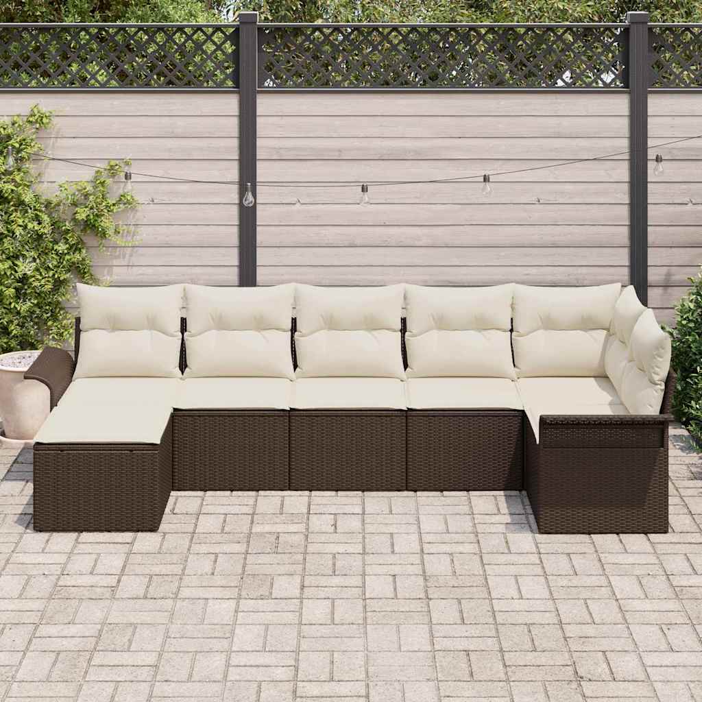 Conjunto de Sofá de Jardim 7 pcs Castanho Rattan Sintético