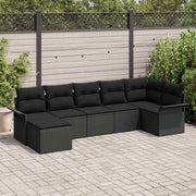 Conjunto de Sofá de Jardim 7 pcs Preto vime PE