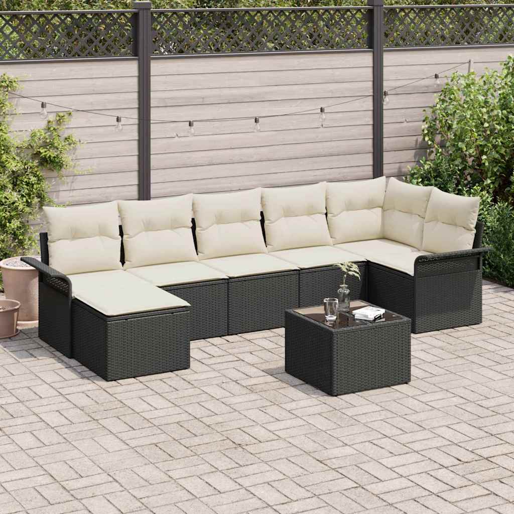 Conjunto de Sofá de Jardim 8 pcs Preto vime PE