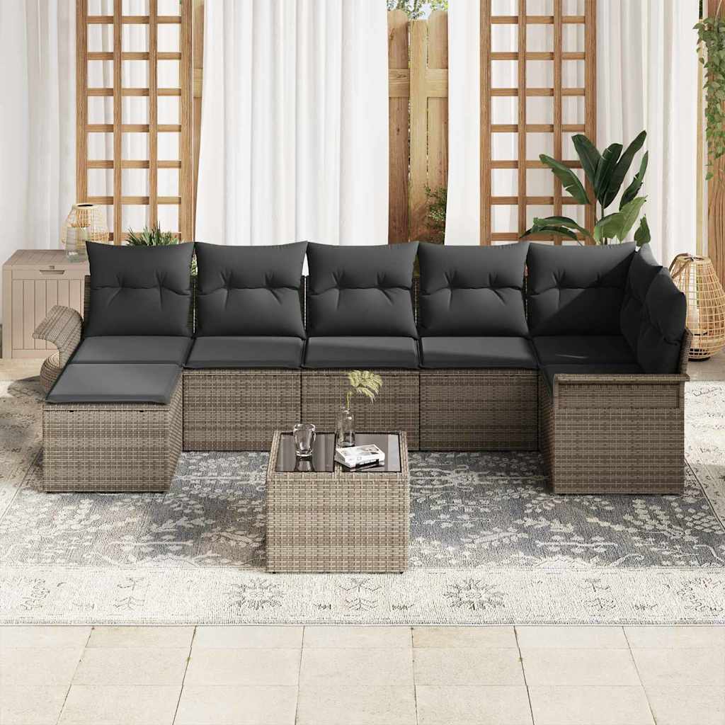 Conjunto de Sofá de Jardim 8 pcs Cinzeto Rattan Sintético