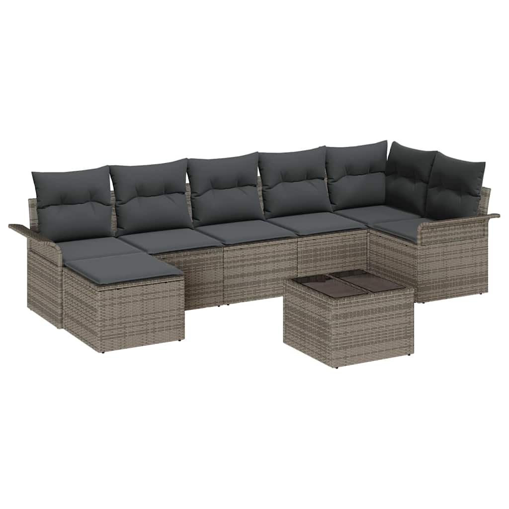 Conjunto de Sofá de Jardim 8 pcs Cinzeto Rattan Sintético