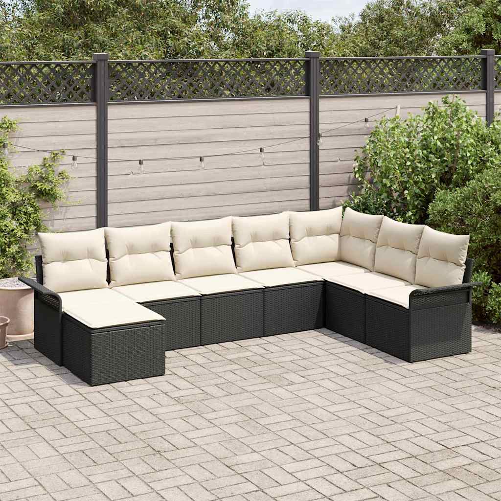 Conjunto de Sofá de Jardim 8 pcs Preto Rattan Sintético