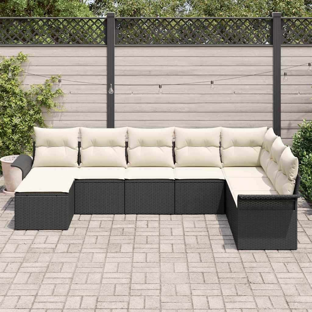 Conjunto de Sofá de Jardim 8 pcs Preto Rattan Sintético