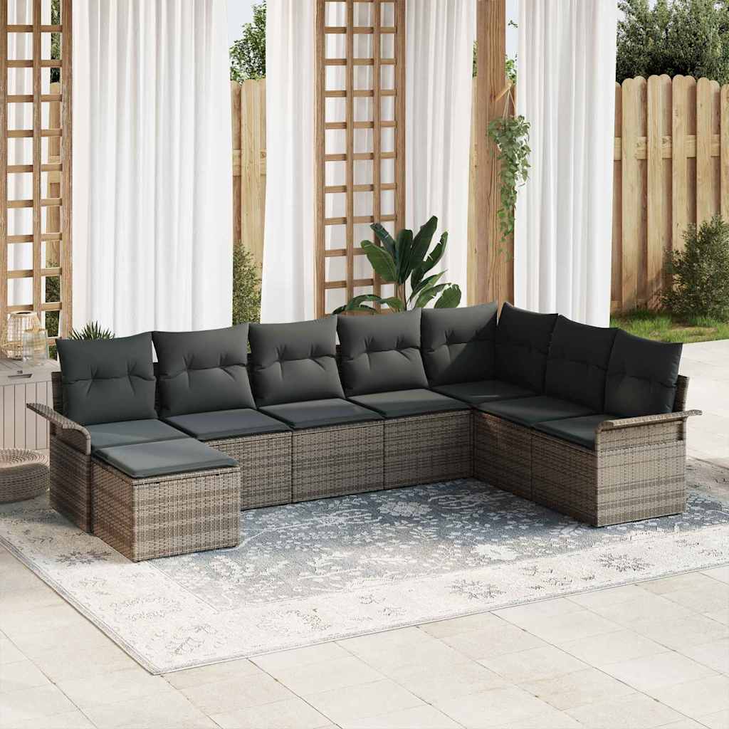 Conjunto de Sofá de Jardim 8 pcs Cinzeto Rattan Sintético