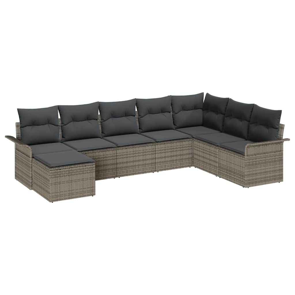 Conjunto de Sofá de Jardim 8 pcs Cinzeto Rattan Sintético