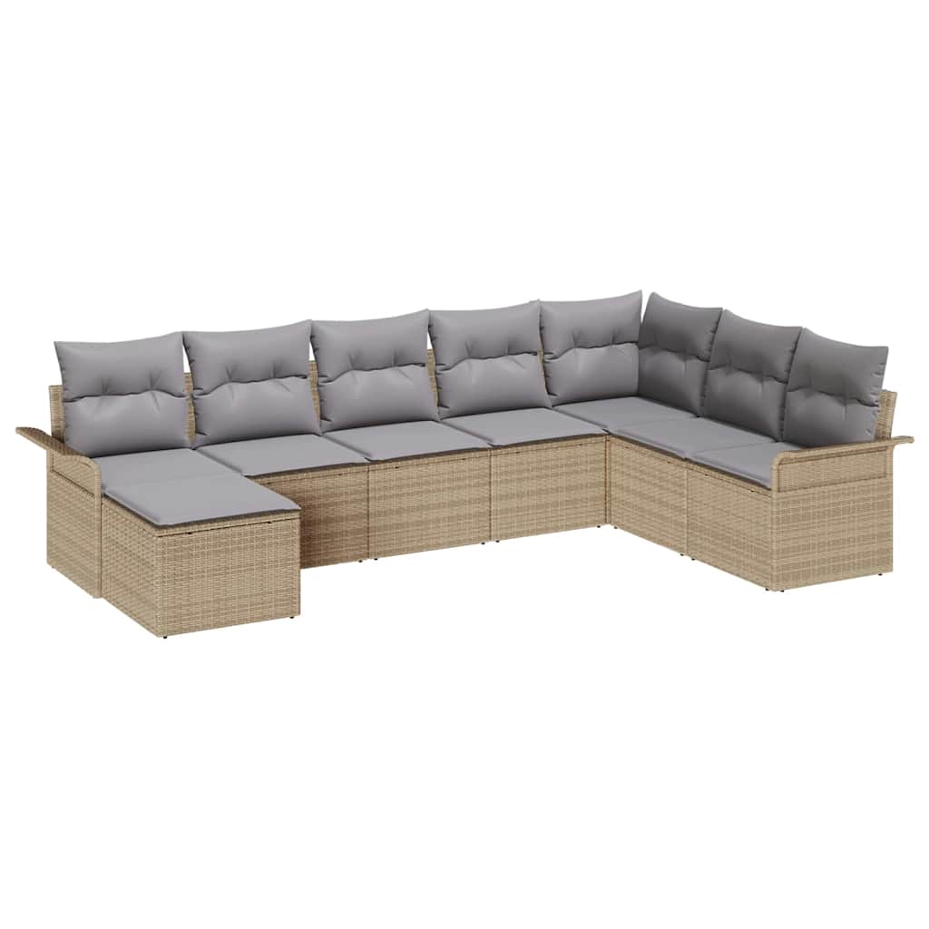 Conjunto de Sofá de Jardim 8 pcs Bege Rattan Sintético