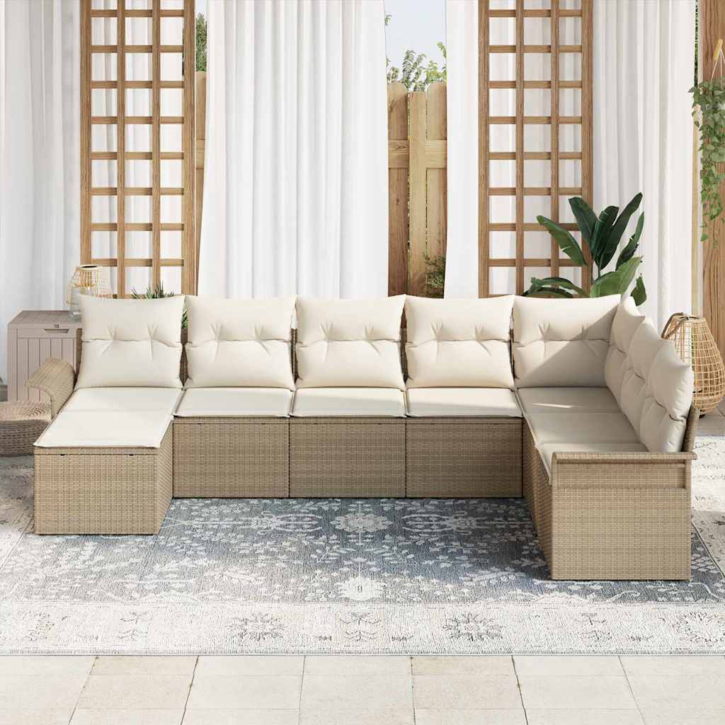 Conjunto de Sofá de Jardim 8 pcs Bege Rattan Sintético