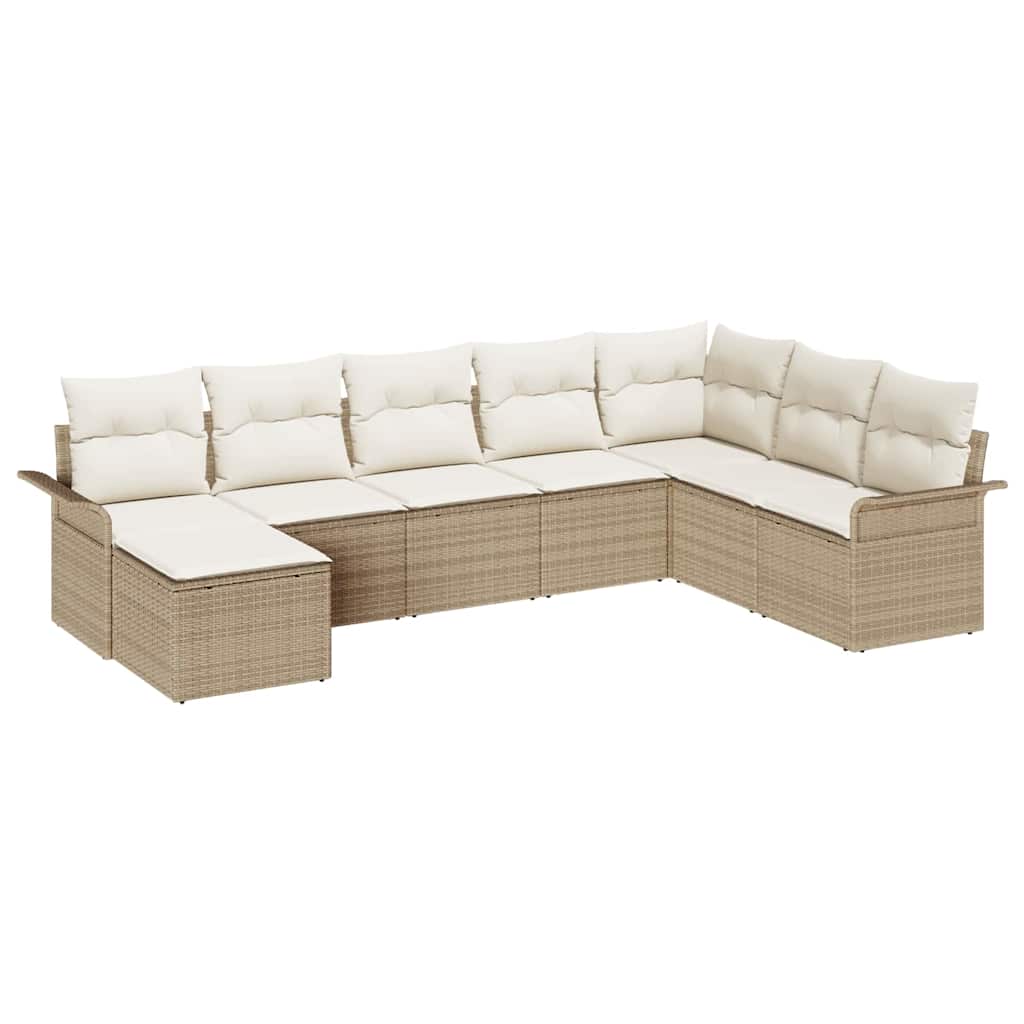 Conjunto de Sofá de Jardim 8 pcs Bege Rattan Sintético